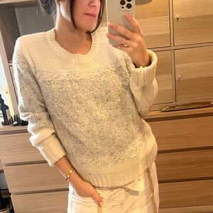 Cream & Grey knit cashmere sweater